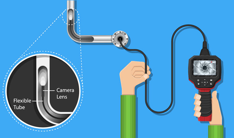 Drain camera identifying tree root intrusion inside a sewer line