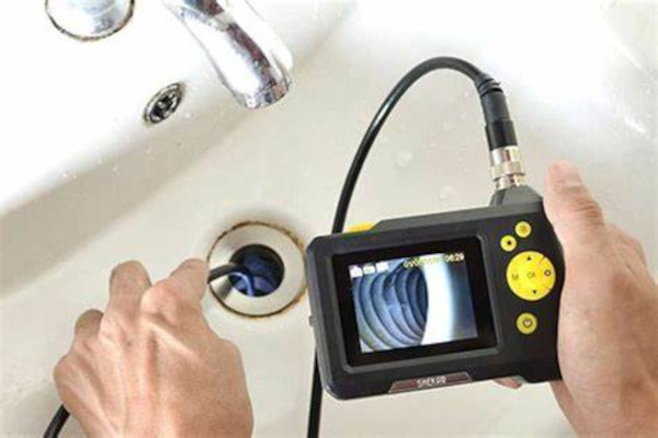 Video camera used to inspect underground plumbing pipes