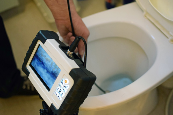 Video camera used to inspect underground plumbing pipes